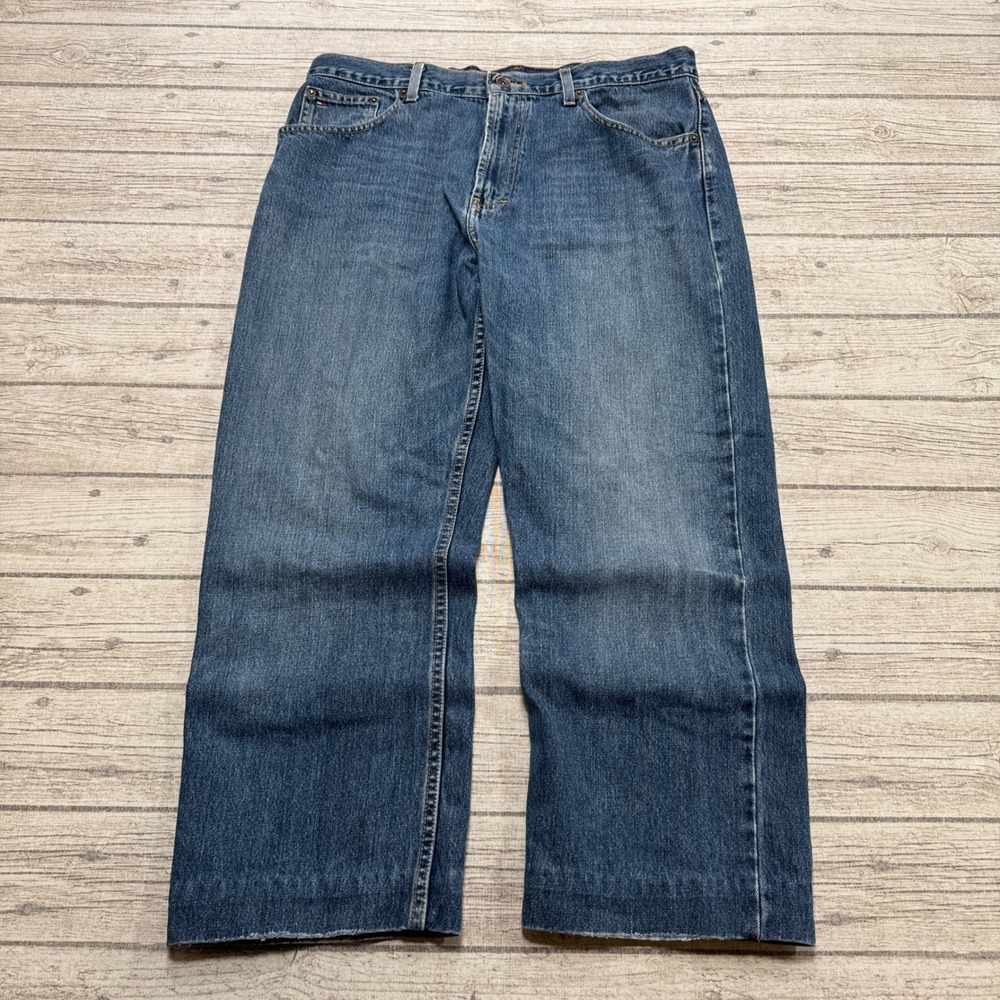 Tommy Hilfiger Jeans Men's 34x32 Blue Denim High Rise Wide Leg Baggy Streetwear